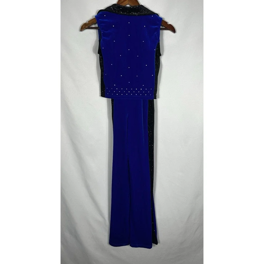 Weissman Showtime Die With A Smile 18232 Dance Costume Blue  Velvet Pantsuit MC
